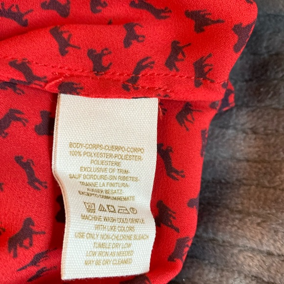 Free People Red & Navy Horse Print Pullover Blouse/Top - Picture 8 of 8